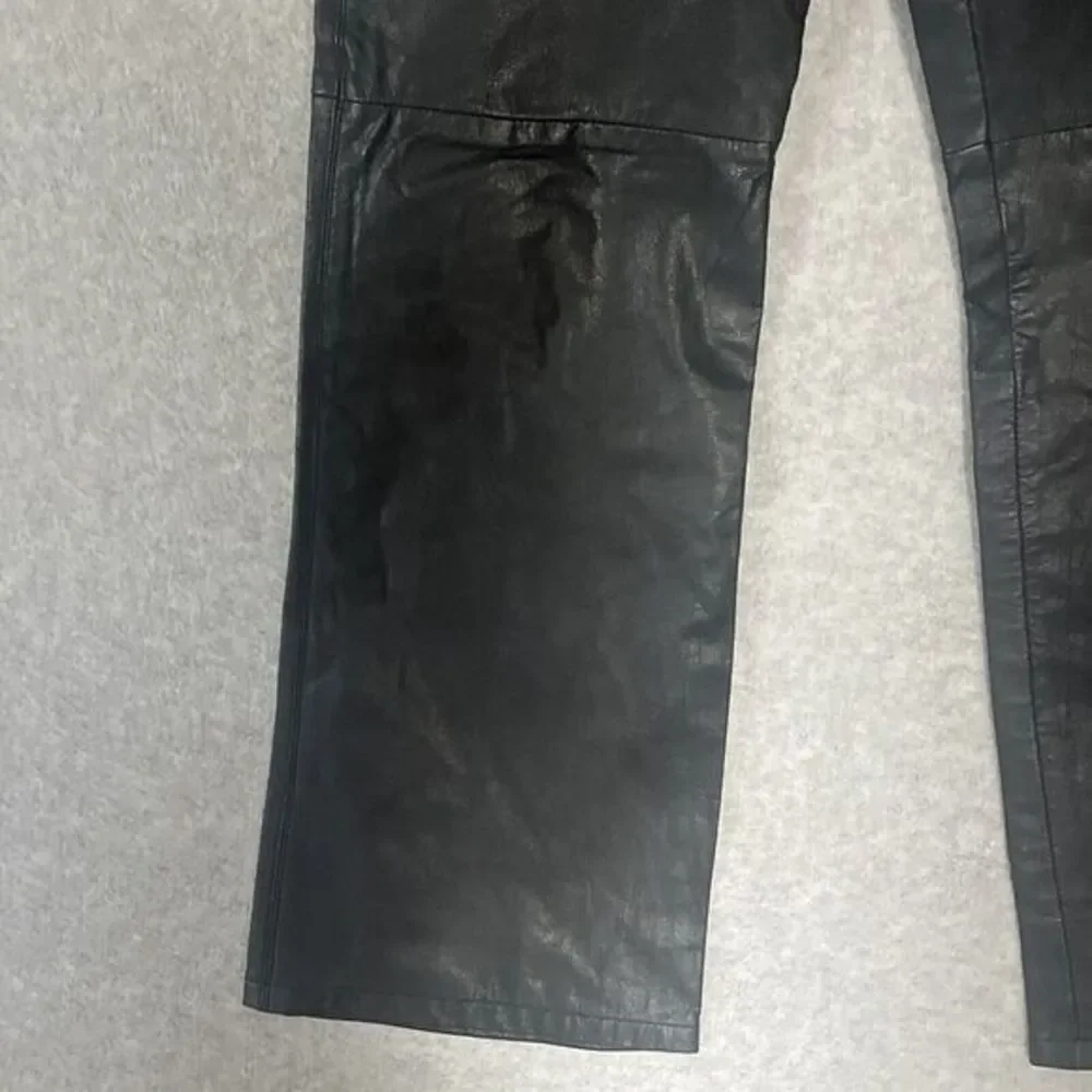 Lou Lou Skins Women's Black Genuine Leather Pants Boot Flare Leg Lined. US 11/12